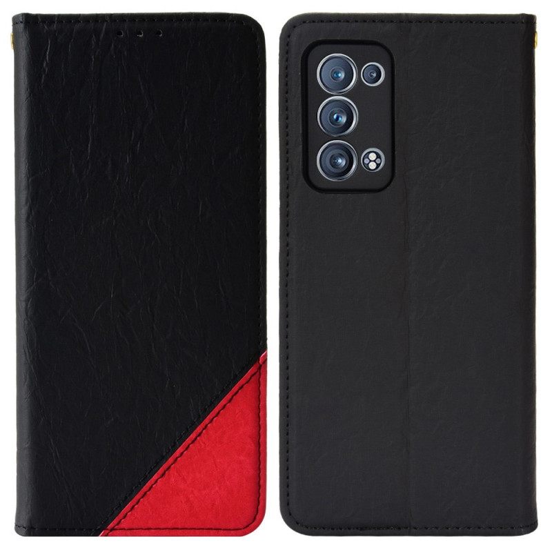 Puhelinkuoret Oppo Reno 6 Pro 5G Kotelot Flip Kaksivärinen Kolmio
