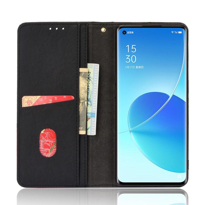 Puhelinkuoret Oppo Reno 6 Pro 5G Kotelot Flip Kaksivärinen Kolmio