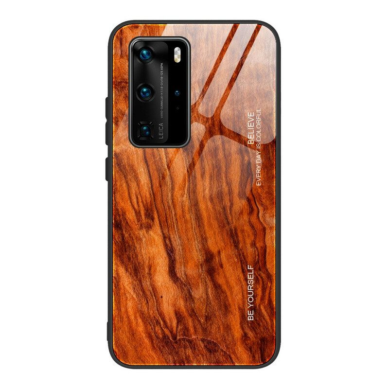 Case Huawei P40 Pro Tempered Glass Wood Design