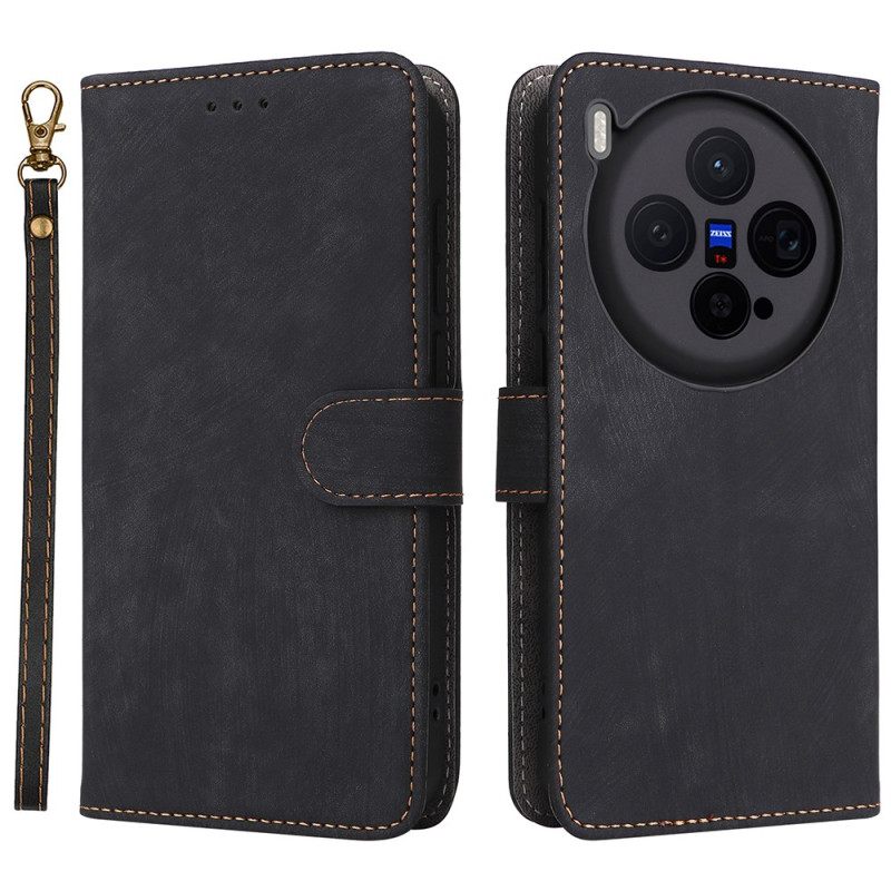 Kotelot Vivo X300 Strap-on Mokkanahkaefekti