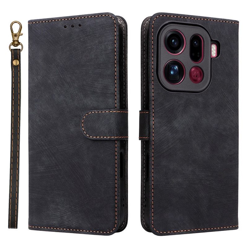 Kotelot Oppo Find X9 Pro 5g Hihnoilla Koristeltu Mokkanahkakuvio