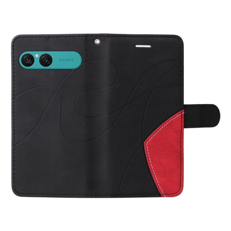 Nahkakotelo Sony Xperia 10 Vii Kaksivärinen Aaltoileva