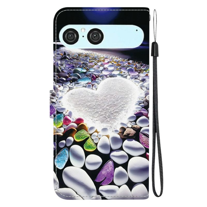 Nahkakotelo Sony Xperia 10 Vii Valkoinen Sydän