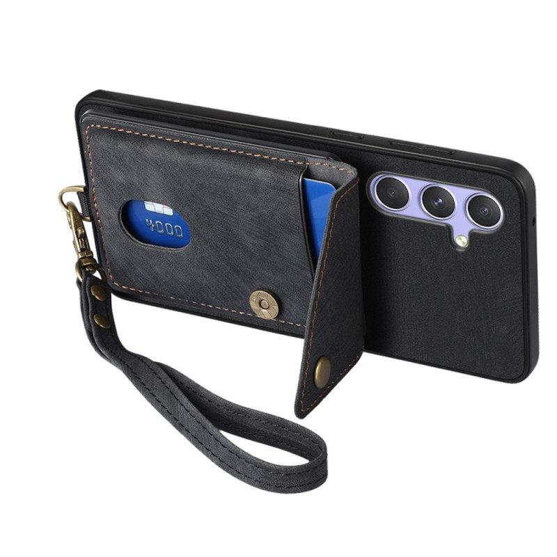 Case Samsung Galaxy A17 4g / 5g Puhelinkuoret Mokkanahkakuvio Korttikotelolla Ja Nauhalla