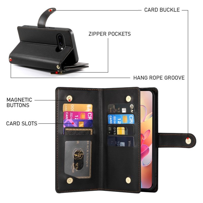 Kotelot Samsung Galaxy A17 4g / 5g Lompakko Vetoketjullisella Taskulla Ja Hihnoilla Suojakuori