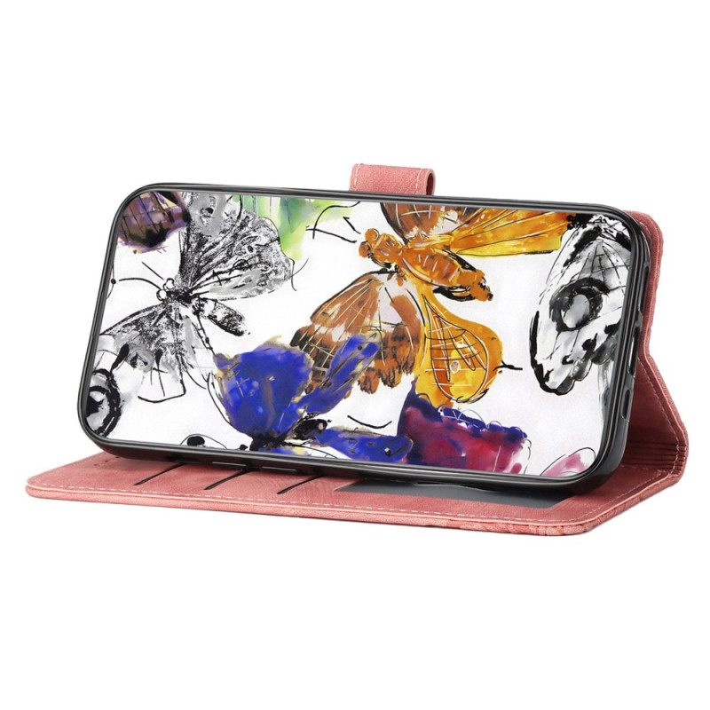 Kotelot Samsung Galaxy A17 4g / 5g Puhelinkuoret Mokkanahkakuvio Perhosilla