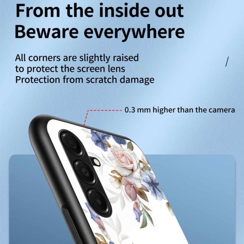 Kuori Samsung Galaxy A17 4g / 5g Karkaistusta Lasista Valmistetut Kukat