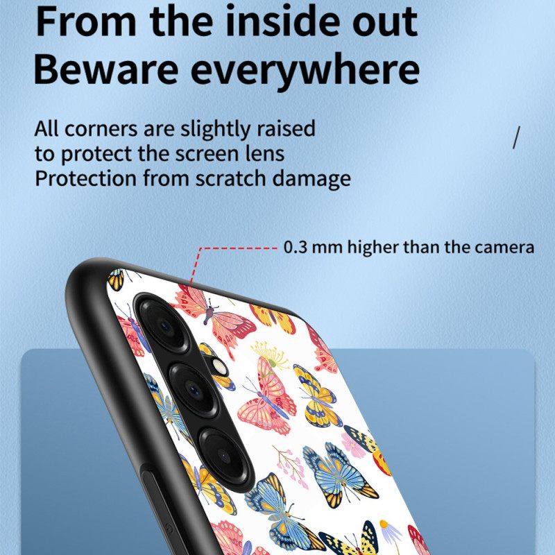 Kuori Samsung Galaxy A17 4g / 5g Karkaistusta Lasista Valmistetut Perhoset