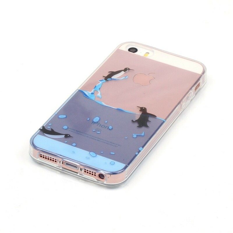 Kuori iPhone SE / 5 / 5S Transparent Penguin Game