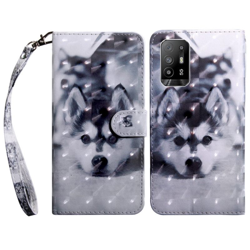 Kotelot Oppo A94 5G Husky-koira Kaulanauhalla