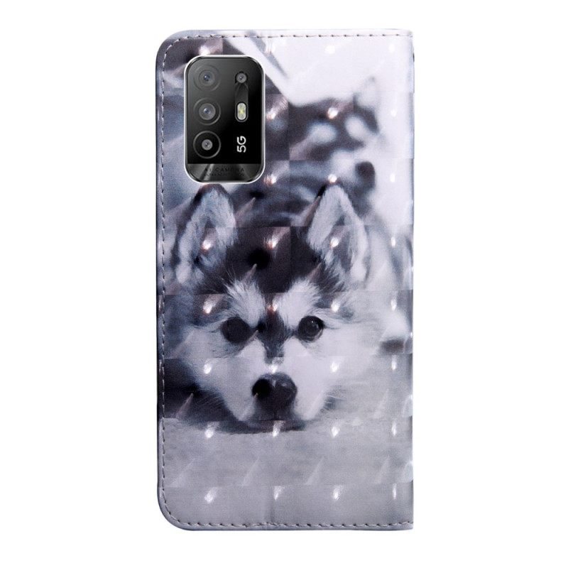 Kotelot Oppo A94 5G Husky-koira Kaulanauhalla