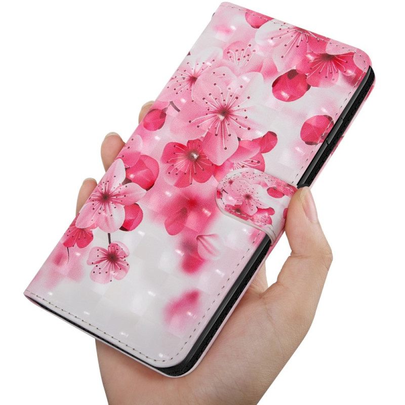 Kotelot Oppo A94 5G Pink Flowers Kaulanauhalla