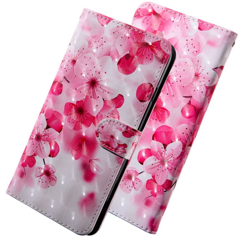 Kotelot Oppo A94 5G Pink Flowers Kaulanauhalla