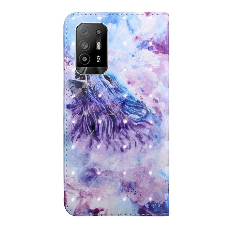 Kotelot Oppo A94 5G Wolf Kaulanauhan Kanssa