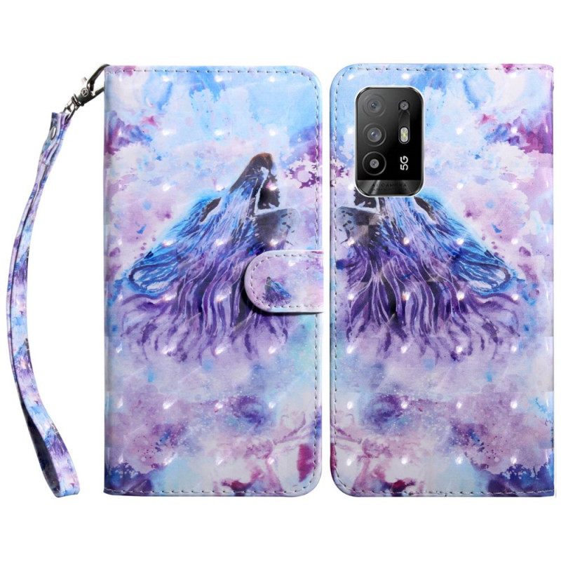 Kotelot Oppo A94 5G Wolf Kaulanauhan Kanssa