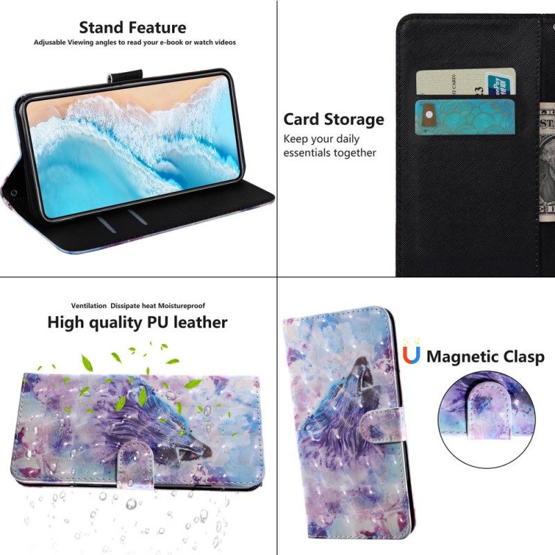 Kotelot Oppo A94 5G Wolf Kaulanauhan Kanssa