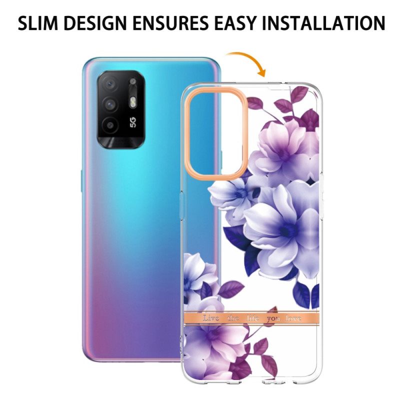 Kuori Oppo A94 5G Purple Flowers