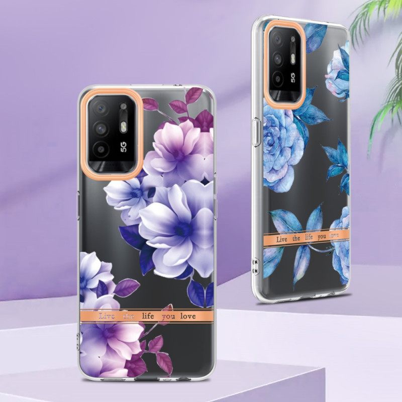 Kuori Oppo A94 5G Purple Flowers