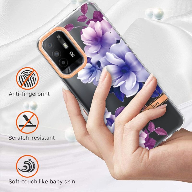 Kuori Oppo A94 5G Purple Flowers