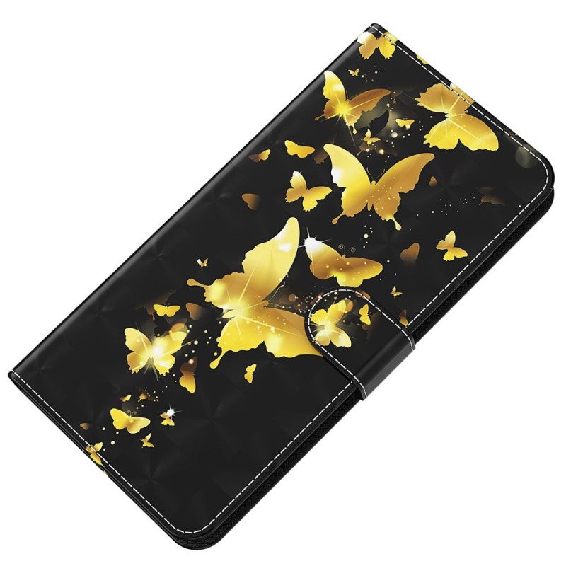 Nahkakotelo Oppo A94 5G Butterfly Kaulanauhalla