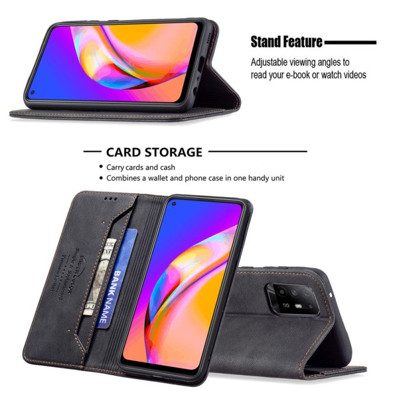 Puhelinkuoret Oppo A94 5G Kotelot Flip Keinonahkaa