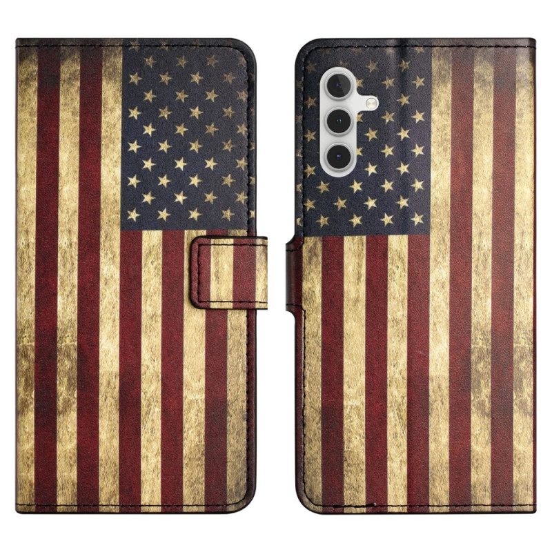 Nahkakotelo Samsung Galaxy S24 Fe Amerikan Vanha Lippu