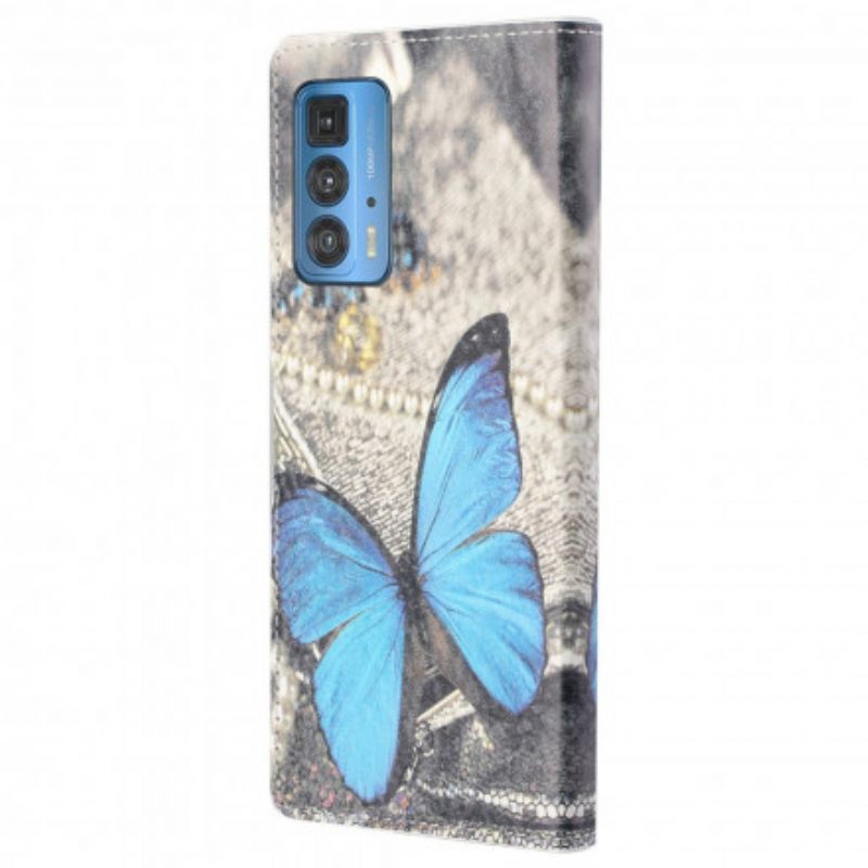 Kotelot Motorola Edge 20 Pro Blue Butterfly