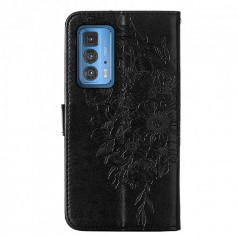 Kotelot Motorola Edge 20 Pro Butterfly Design Kaulanauhalla