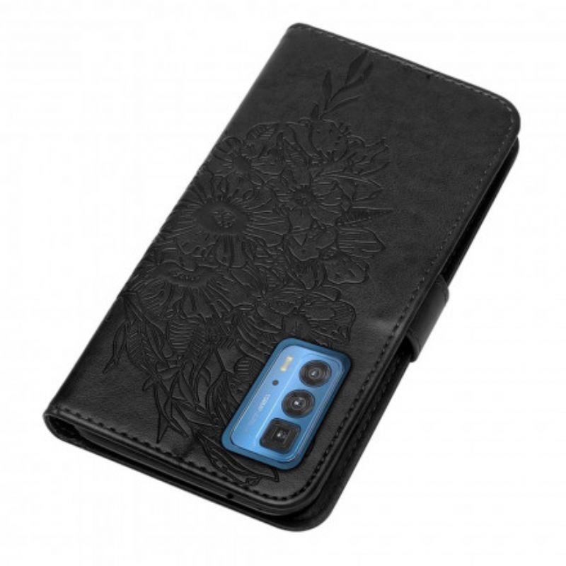 Kotelot Motorola Edge 20 Pro Butterfly Design Kaulanauhalla