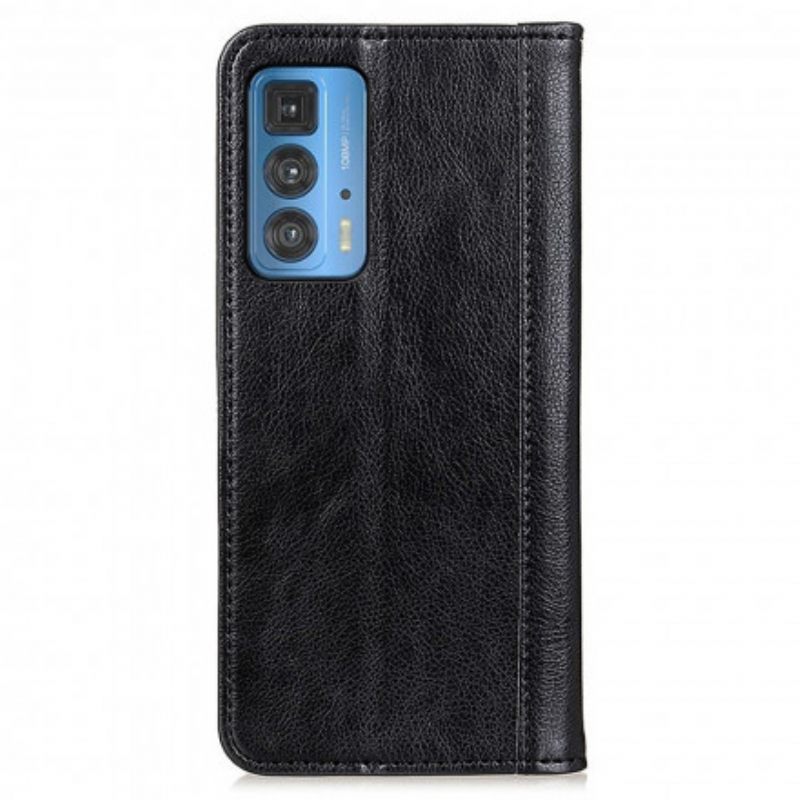 Puhelinkuoret Motorola Edge 20 Pro Kotelot Flip Split Litchi Nahkaversio