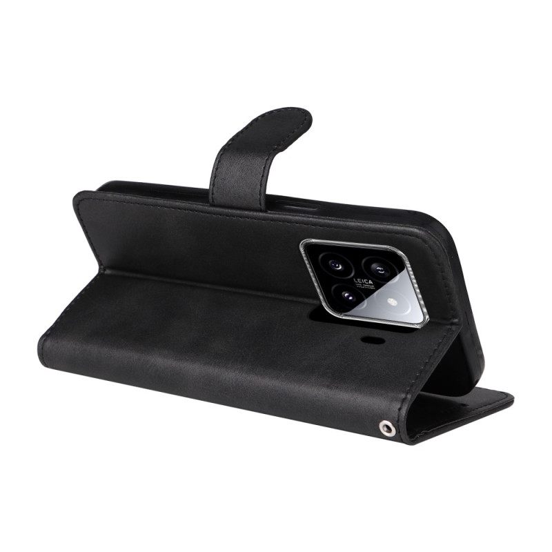 Kotelot Xiaomi 15 Puhelinkuoret Yksivärinen Nahkakuvioinen Hihna