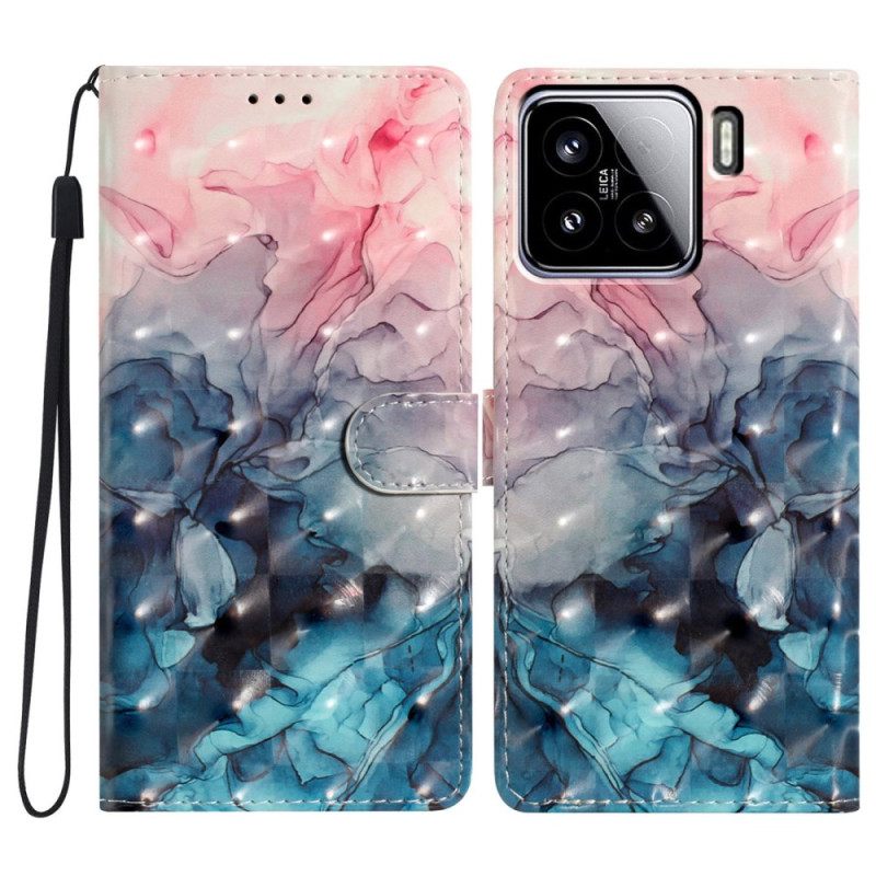 Kotelot Xiaomi 15 Vaaleanpunainen Ja Sininen Marmori