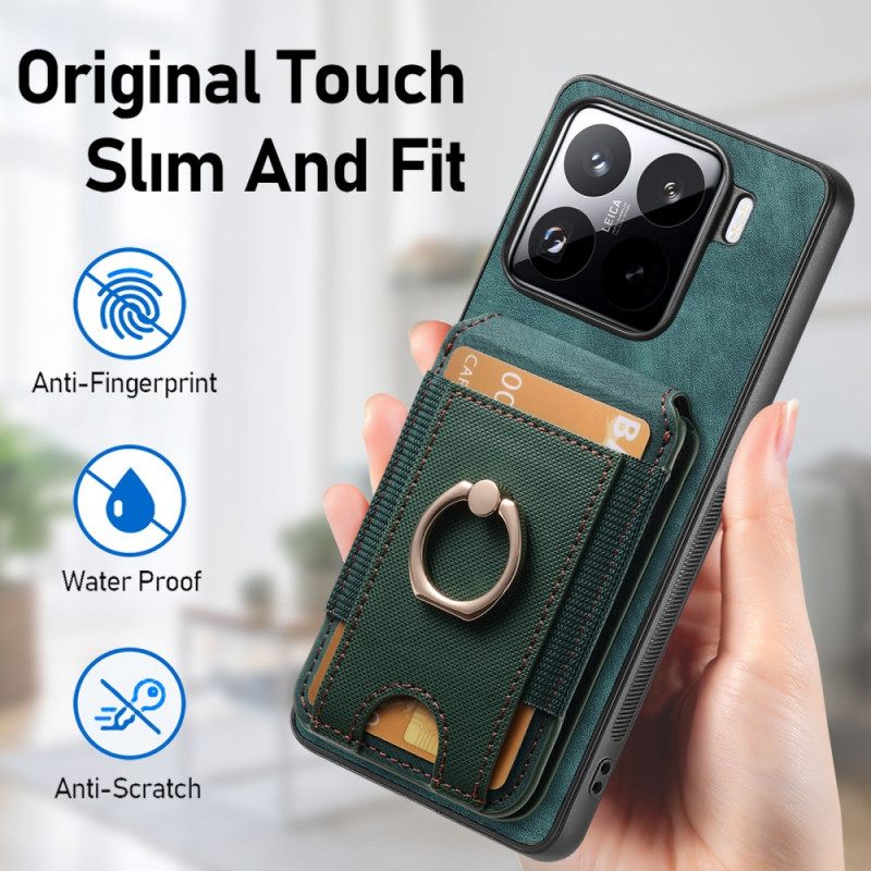 Kuori Xiaomi 15 Mokkanahkamainen Irrotettava Korttikotelo Ja Teline