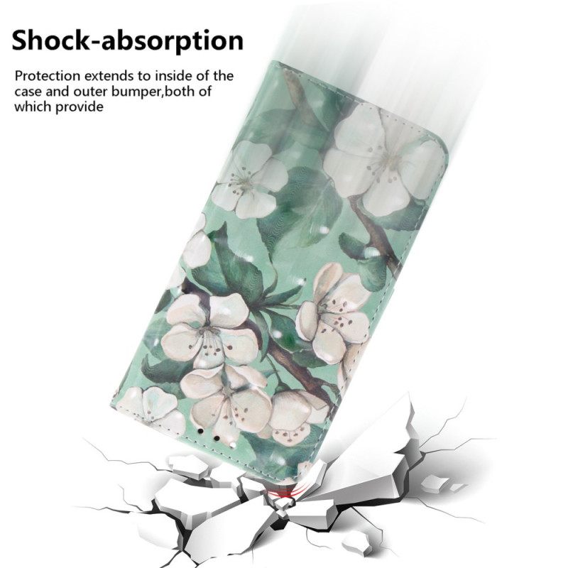 Nahkakotelo Xiaomi 15 Vesivärikukkikuvioinen Kaulanauha