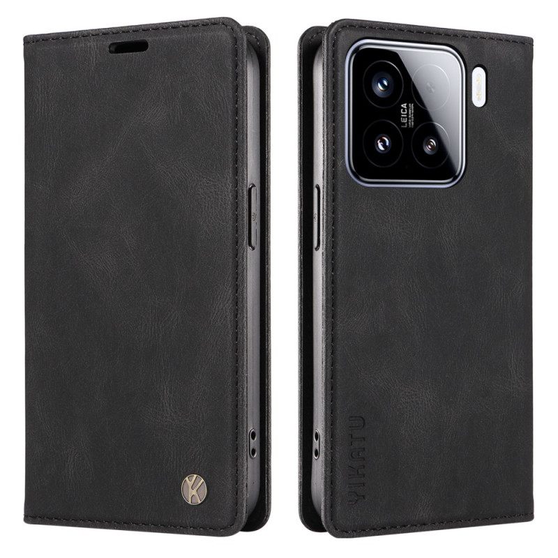 Nahkakotelo Xiaomi 15 Yikatu Mokkanahkaefekti