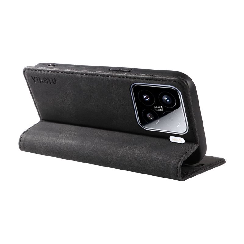 Nahkakotelo Xiaomi 15 Yikatu Mokkanahkaefekti