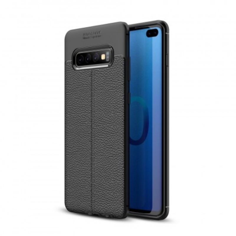 Case Samsung Galaxy S10 Plus Double Line Litchi Leather Effect