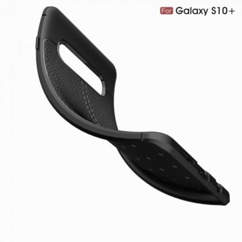 Case Samsung Galaxy S10 Plus Double Line Litchi Leather Effect