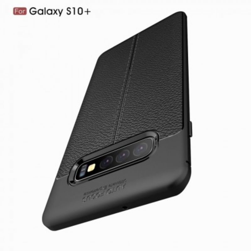 Case Samsung Galaxy S10 Plus Double Line Litchi Leather Effect