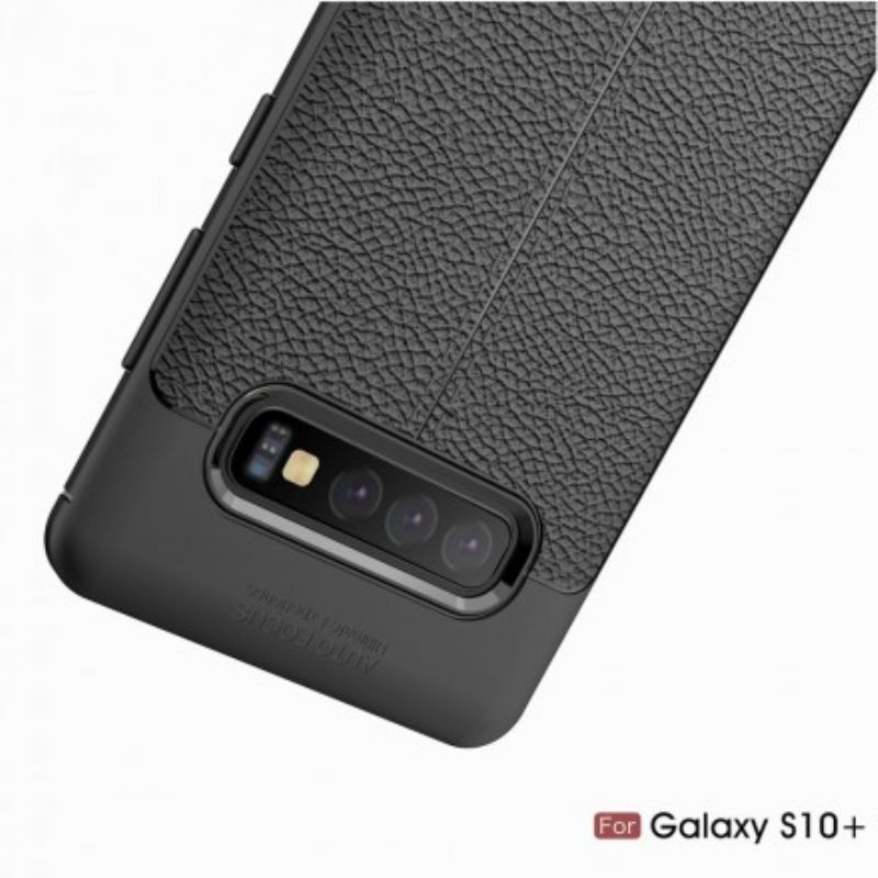 Case Samsung Galaxy S10 Plus Double Line Litchi Leather Effect