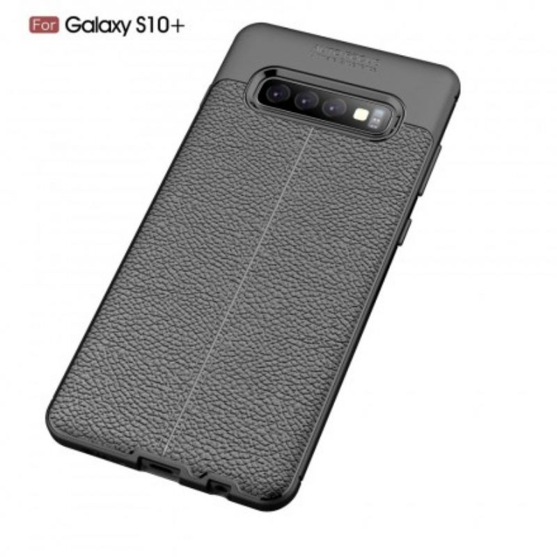 Case Samsung Galaxy S10 Plus Double Line Litchi Leather Effect