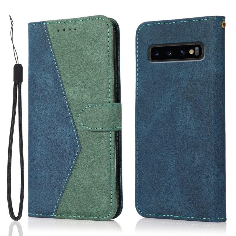 Kotelot Samsung Galaxy S10 Plus Keinonahkainen Kaksivärinen Kolmio