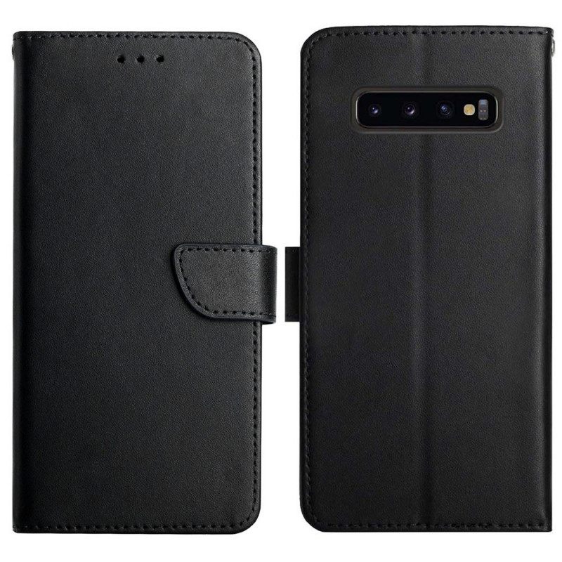 Nahkakotelo Samsung Galaxy S10 Plus Aito Nappan Nahka
