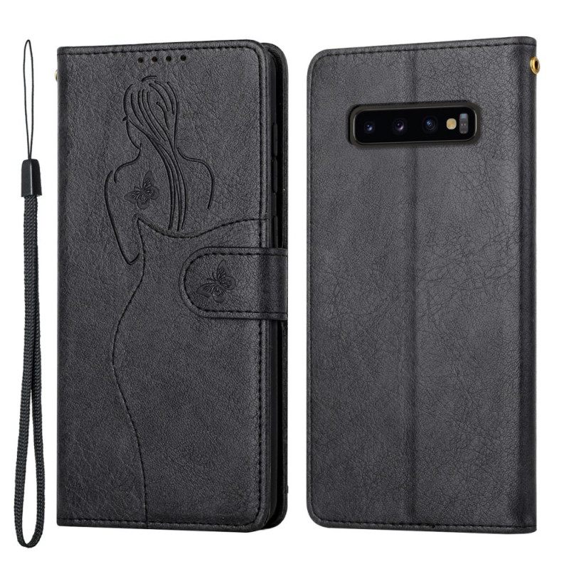 Nahkakotelo Samsung Galaxy S10 Plus Faux Leather Silhouette