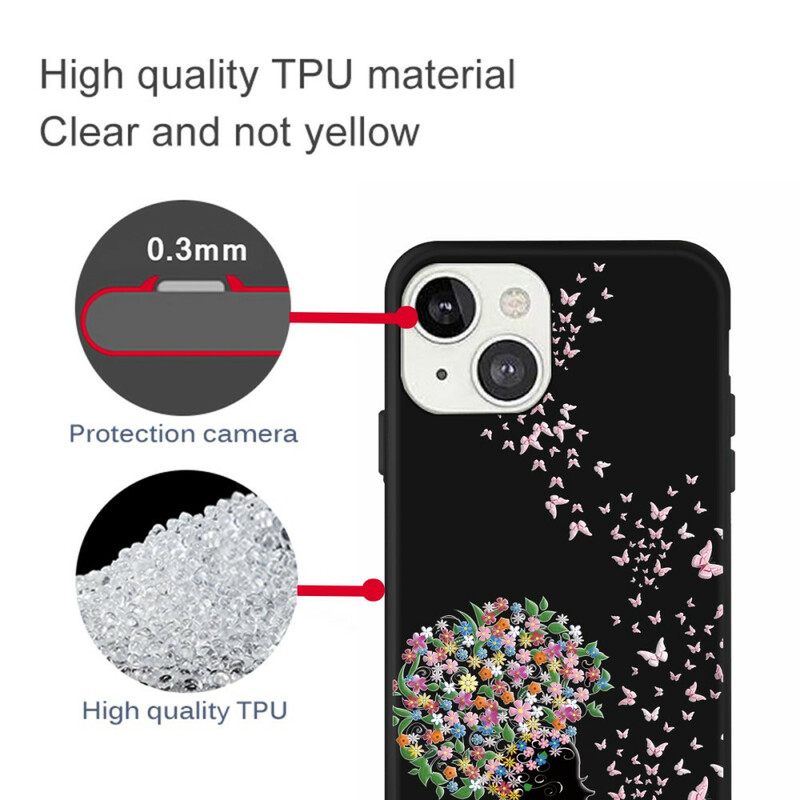 Case iPhone 13 Mini Nainen Kukkapäällä