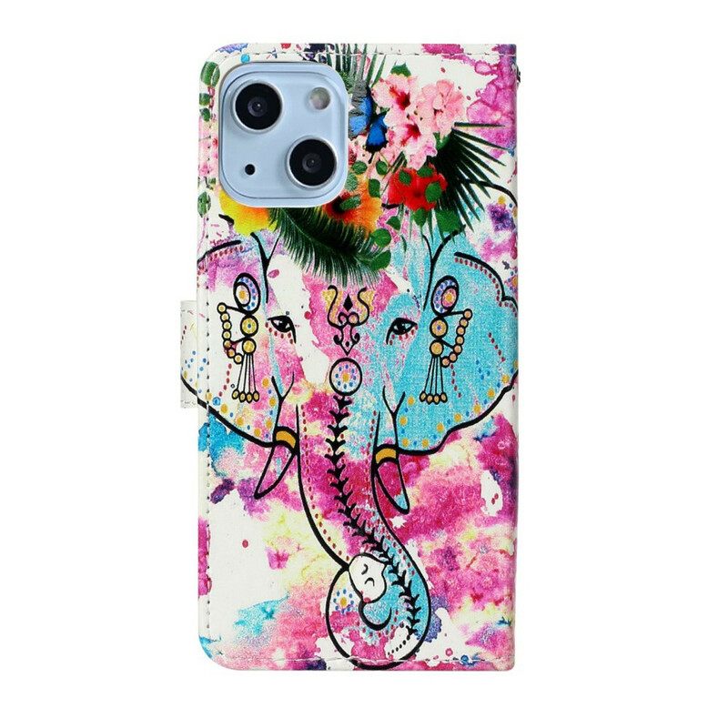 Flip Case iPhone 13 Mini Elephant Painting