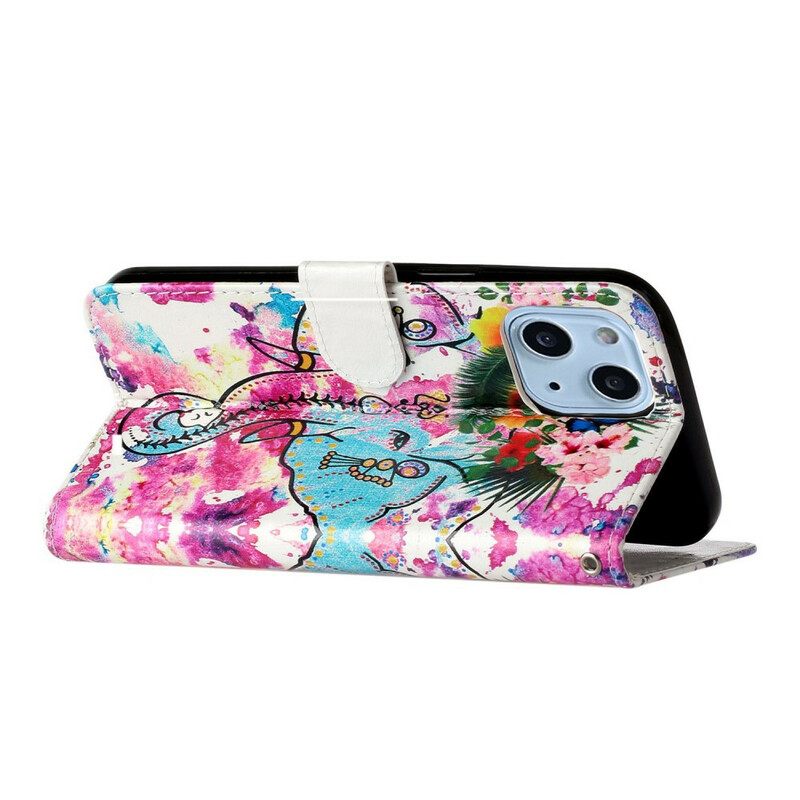 Flip Case iPhone 13 Mini Elephant Painting