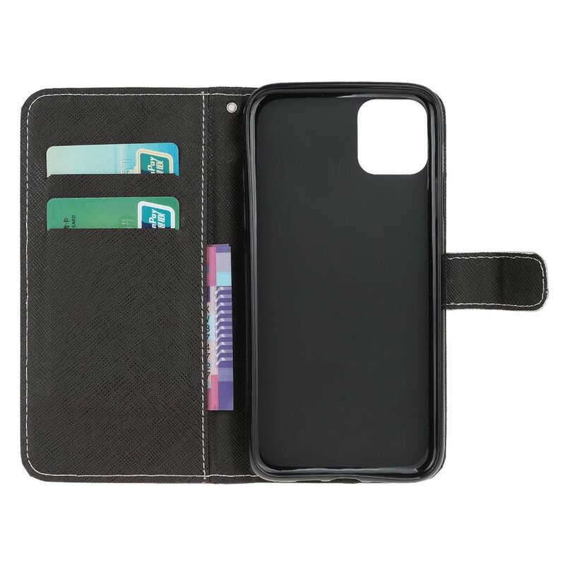 Kotelot iPhone 13 Mini Suojaketju Kuori Leopard Hihnalla
