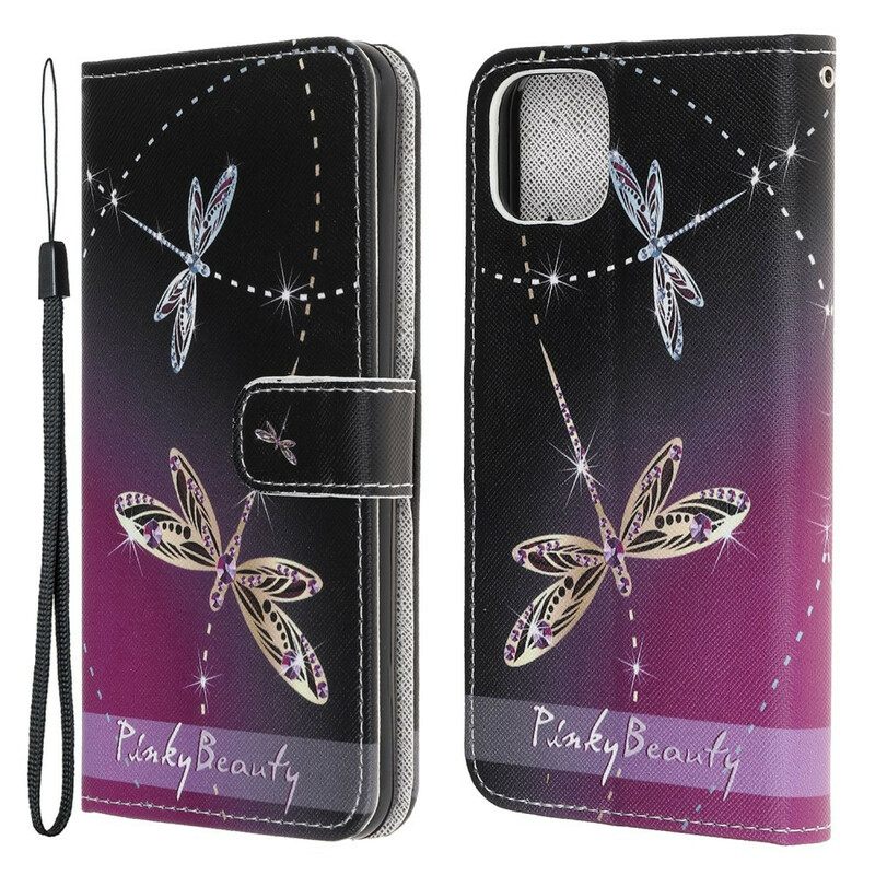 Kotelot iPhone 13 Mini Suojaketju Kuori Strappy Dragonflies