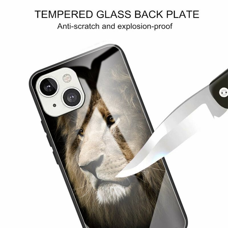 Kuori iPhone 13 Mini Tempered Glass Lion Head